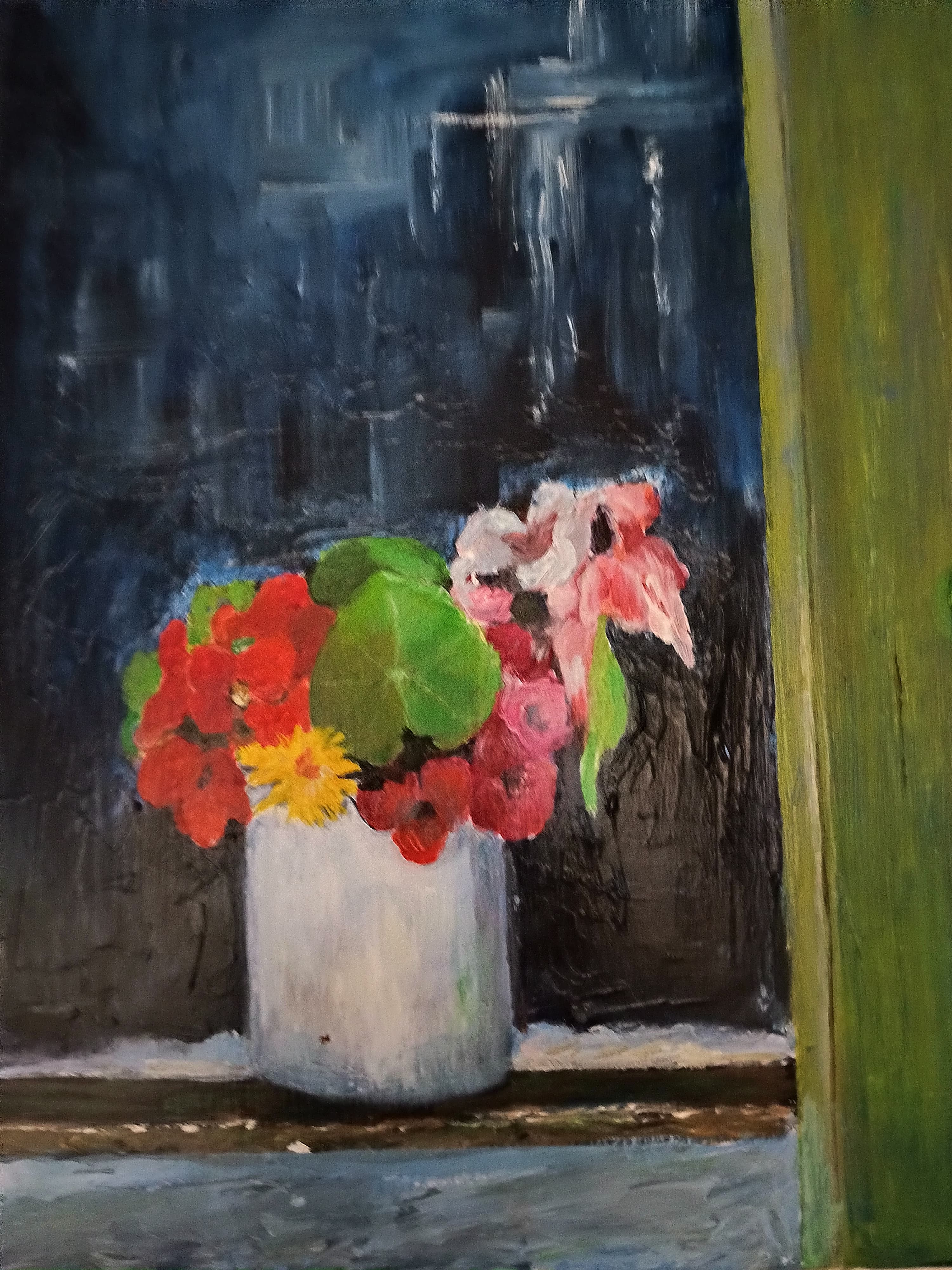 Aquarel door Aaltje — Bloemen op vensterbank