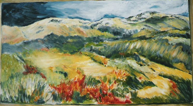 Aquarel door Aaltje — Heuvels in brede toets