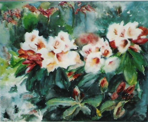 Aquarel door Aaltje — Witte en roze bloemen