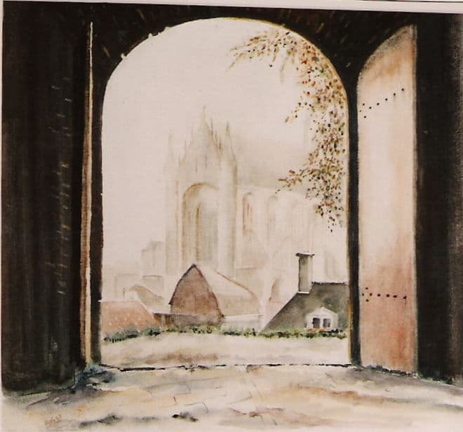 Aquarel door Aaltje — Doorkijk door stadspoort