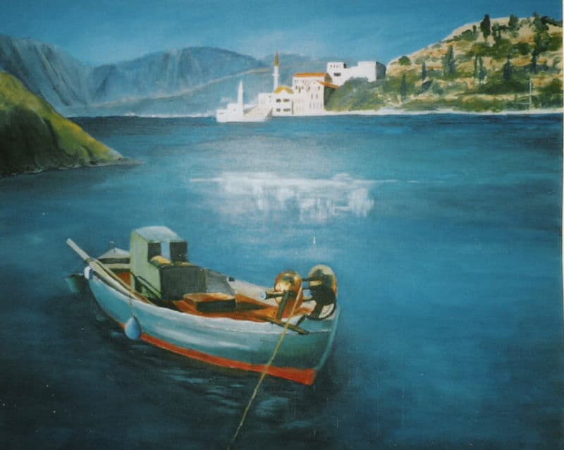 Aquarel door Aaltje — Boot in baai