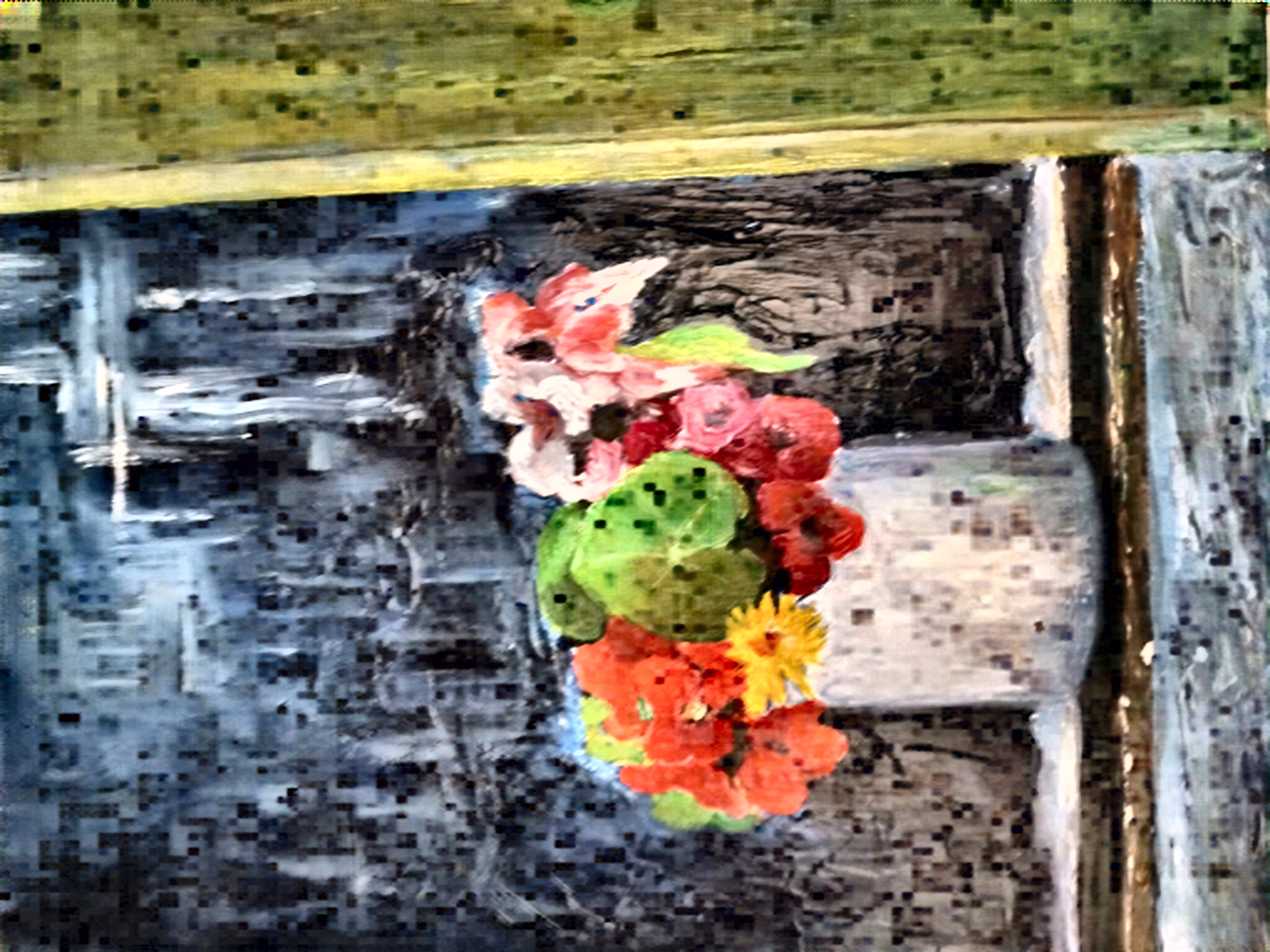 Watercolor by Alie — Still life with flowers in white vase
